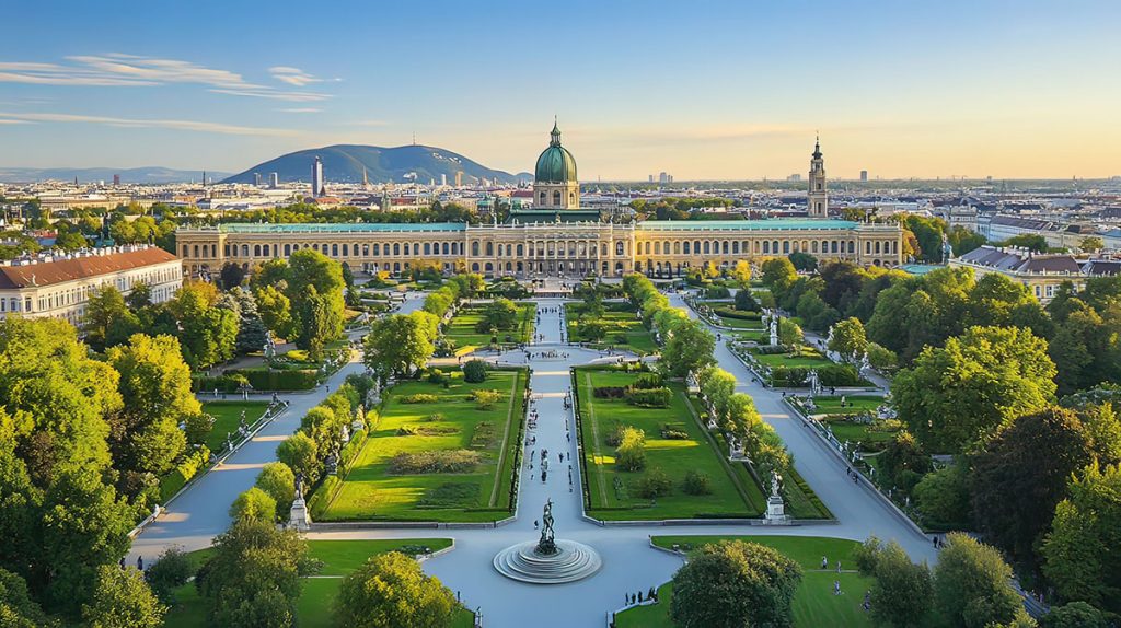 Aerial View of the Vienna Hofburg Palace Gardens